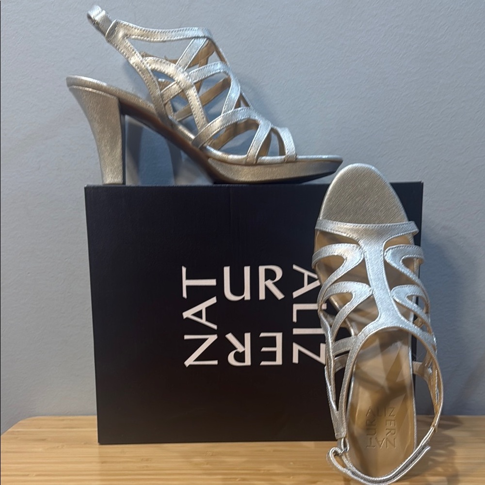Naturalizer Women's Silver Strappy Heels